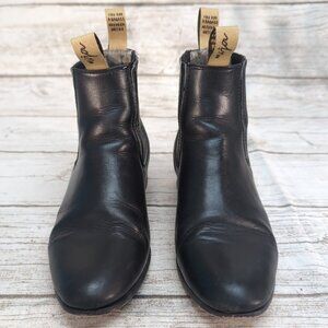 Mija Black Leather Slip On Chelsea Boots